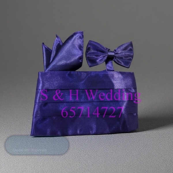 男士腰封+bowtie+袋巾- 紫色.鍛布 (全新購買價) MA093