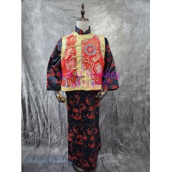 新郎馬褂｜ 長袍馬褂｜復古唐裝 ｜男士馬褂 - 黑紅色馬褂 (租用) CM013