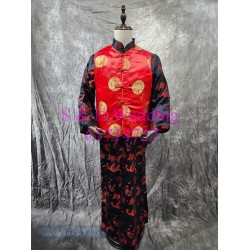 新郎馬褂｜ 長袍馬褂｜復古唐裝 ｜男士馬褂 - 黑紅色馬褂 (租用) CM014