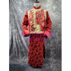 新郎馬褂｜ 長袍馬褂｜復古唐裝 ｜男士馬褂 - 黑金紅色馬褂 (租用) CM025