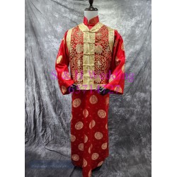 新郎馬褂｜ 長袍馬褂｜復古唐裝 ｜男士馬褂 - 金紅色馬褂 (租用) CM030