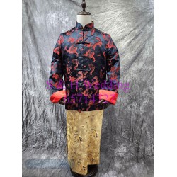 新郎馬褂｜ 長袍馬褂｜復古唐裝 ｜男士馬褂 - 黑金色馬褂 (租用) CM043