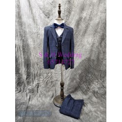 灰色格仔小童西裝禮服五件裝 (購買價) KB033