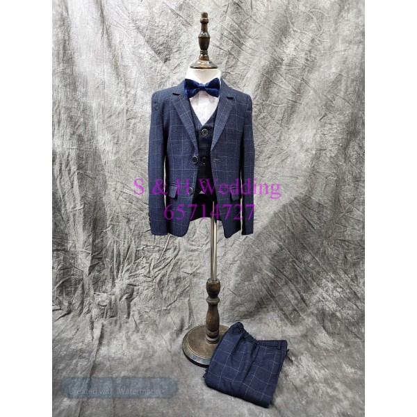 灰色格仔小童西裝禮服五件裝 (購買價) KB033 灰色格仔小童西裝禮服五件裝 (購買價) KB033