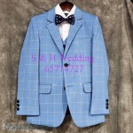 藍色- 淺藍色格仔小童西裝禮服五件裝- 100-160尺碼 (購買價) KB034 藍色- 淺藍色格仔小童西裝禮服五件裝- 100-160尺碼 (購買價) KB034