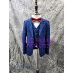 藍色- 深藍色格仔中小童西裝禮服五件裝 100-170尺碼 (購買價) KB039 藍色- 深藍色格仔中小童西裝禮服五件裝 100-170尺碼 (購買價) KB039