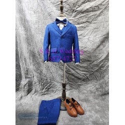 藍色- 寶藍色暗格小童西裝禮服五件裝 140-165 尺碼 (購買價) KB055