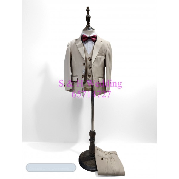卡其色小童西裝禮服五件裝︱100-135尺碼 (全新購買價) KB070