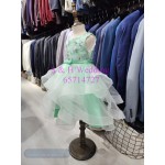童裝晩裝粉綠幻彩色花女裙 華服日 Party Dress (全新購買價)-KG057