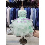 童裝晩裝粉綠幻彩色花女裙 華服日 Party Dress (全新購買價)-KG057