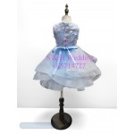 童裝晩裝粉藍幻彩色花女裙 華服日 Party Dress (全新購買價)-KG067