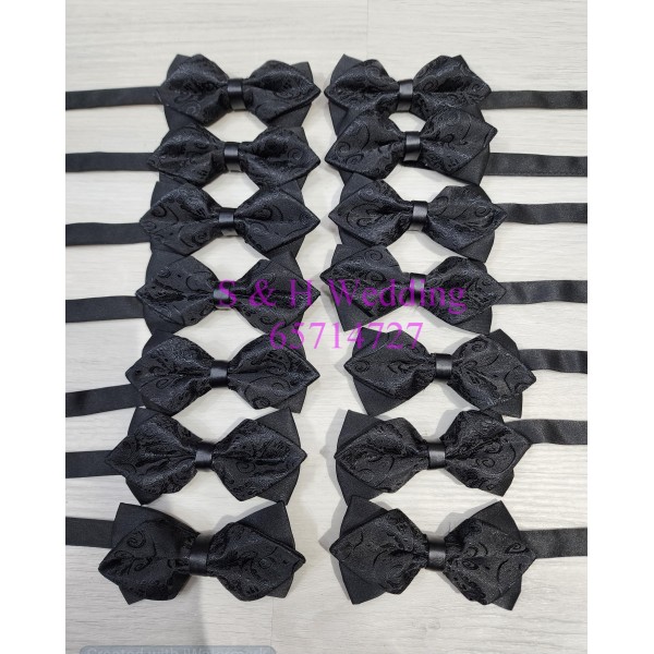 男士煲呔,領結. 黑色暗花紋. 細尖領bowtie (購買價) MA041 男士煲呔,領結. 黑色暗花紋. 細尖領bowtie (購買價) MA041