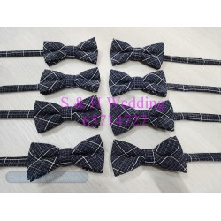 男士煲呔，領結. 深藍色格仔bowtie (購買價) MA061