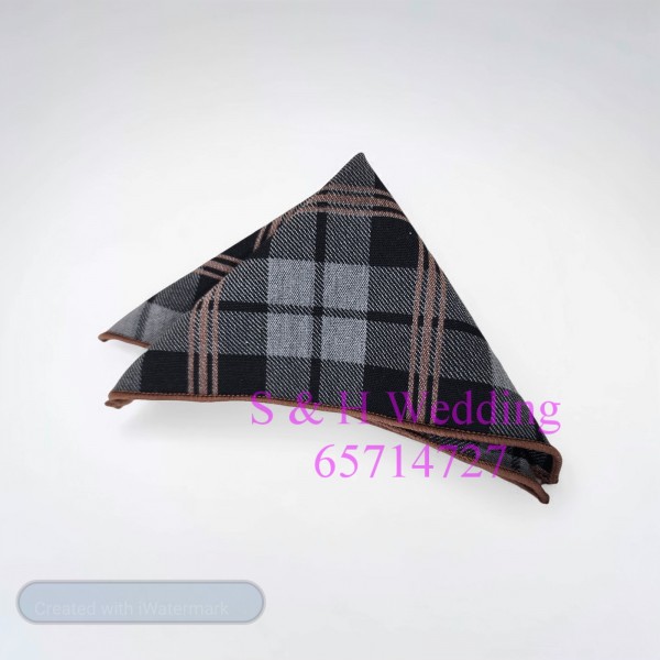 男士西裝禮服袋巾- 啡色格仔 (購買價) MA079
