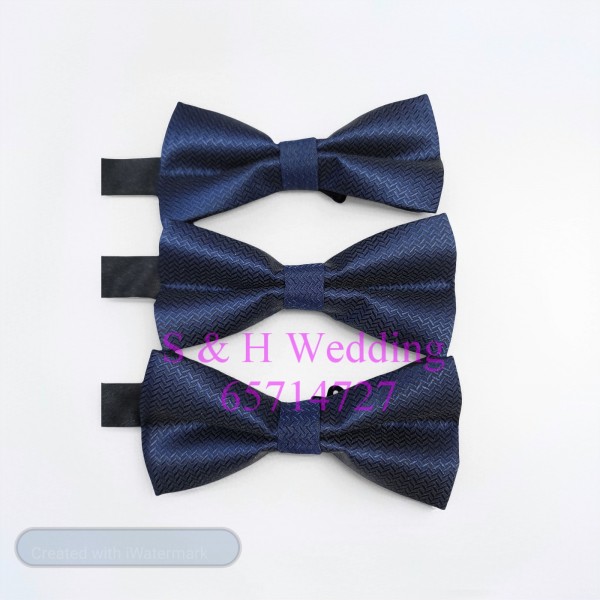 男士煲呔，領結. 深藍色人字紋圖案bowtie (購買價) MA104