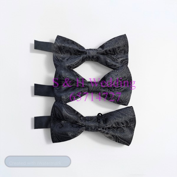 男士煲呔，領結. 黑色復古紋圖案bowtie (購買價) MA114