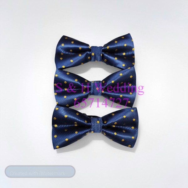 男士煲呔，領結. 藍黃色波點圖案bowtie (購買價) MA122