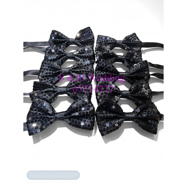 (表演BOWTIE) 男士煲呔，領結. 黑色閃珠片bowtie (購買價) MA156