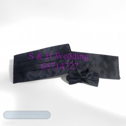 男士腰封+bowtie+袋巾- 黑色.鍛布 (購買價) MA170