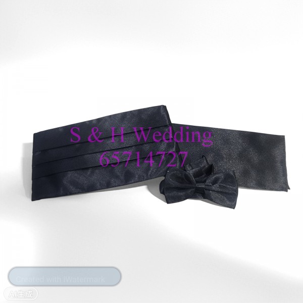 男士腰封+bowtie+袋巾- 黑色.鍛布 (購買價) MA170