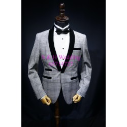 男士淺灰色格西裝禮服五件裝 MT011 (租用或購買) 