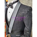 黑色- 新郎黑色暗電紋西裝禮服五件裝 MT025 (租用或購買) 黑色- 新郎黑色暗電紋西裝禮服五件裝 MT025 (租用或購買)