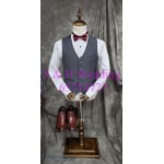 深灰色.小圓領.新郎西裝禮服一套五件裝 MT034 (租用或購買) 深灰色.小圓領.新郎西裝禮服一套五件裝 MT034 (租用或購買)