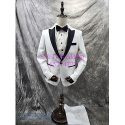 白色禮服.黑色尖領男士宴會禮服五件裝 MT058 (租用或購買) 