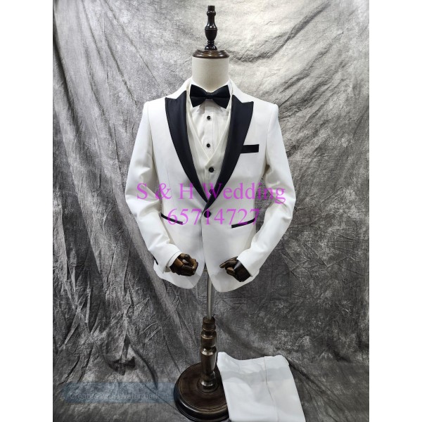 白色禮服.黑色尖領男士宴會禮服五件裝 MT058 (租用或購買) 白色禮服.黑色尖領男士宴會禮服五件裝 MT058 (租用或購買)