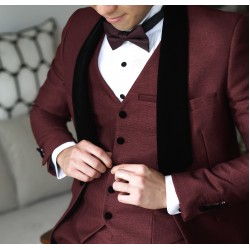 紅色禮服.閃布黑絨領男士宴會禮服五件裝 MT059 (租用或購買) 
