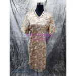 香檳色短裙款套裝 (裙+外套) XXL 媽媽衫 奶奶裙 WM072 (租用)