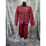 紅色短裙款套裝 (裙+外套) XXXL 媽媽衫 奶奶裙 WM074 (租用)