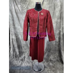 紅色短裙款套裝 (裙+外套) XXXL 媽媽衫 奶奶裙 WM074 (租用)