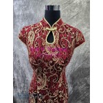 紅色金線蕾絲旗袍 XXXL 媽媽衫 奶奶裙 WM081 (租用)