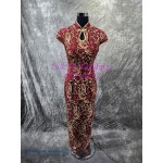 紅色金線蕾絲旗袍 XXXL 媽媽衫 奶奶裙 WM081 (租用)