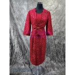 紅色中長袖閃布西式一件套裝裙媽媽衫｜2XL WM114 (租用或購買)