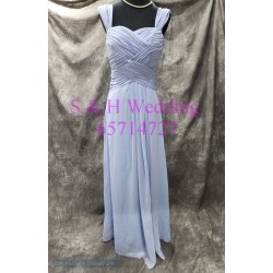 (度身訂造) 粉藍色双肩雪紡姊妹裙 / +披肩 SS050