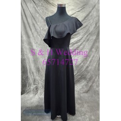 黑色晚裝裙. 高貴宴會裙. 謝師宴. ball裙 30吋腰. 綁帶 WE064 (全新購買價）